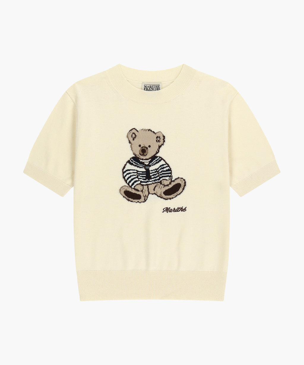 Marithe & Francois Girbaud - Doodle Bear Half Knit Pullover (Ivory) product image 6 | TRAB K-Fashion Australia