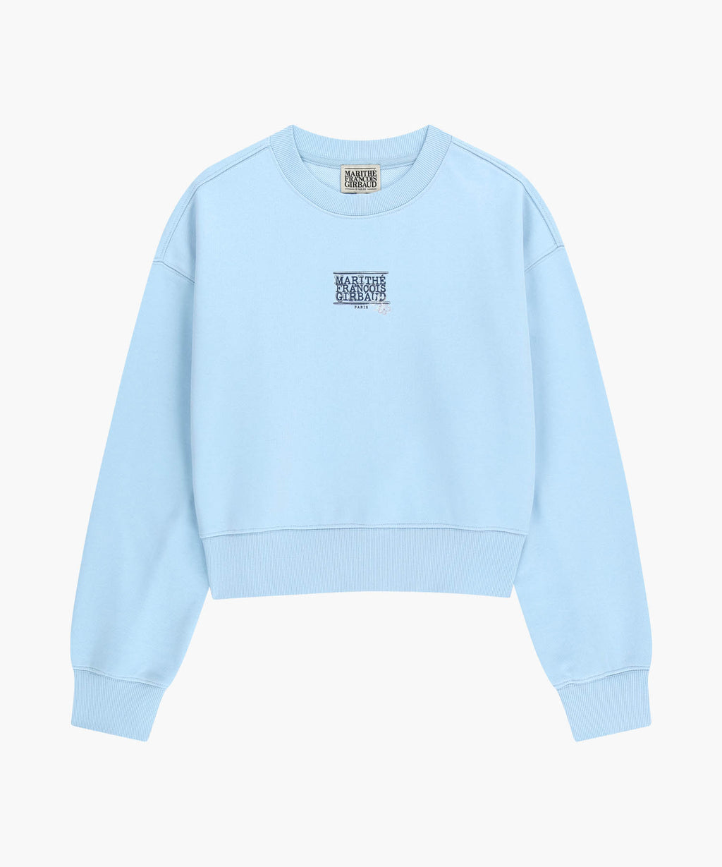 Marithe & Francois Girbaud - Flower Classic Logo Crop Sweatshirt (Sky Blue) product image 6 | TRAB K-Fashion Australia