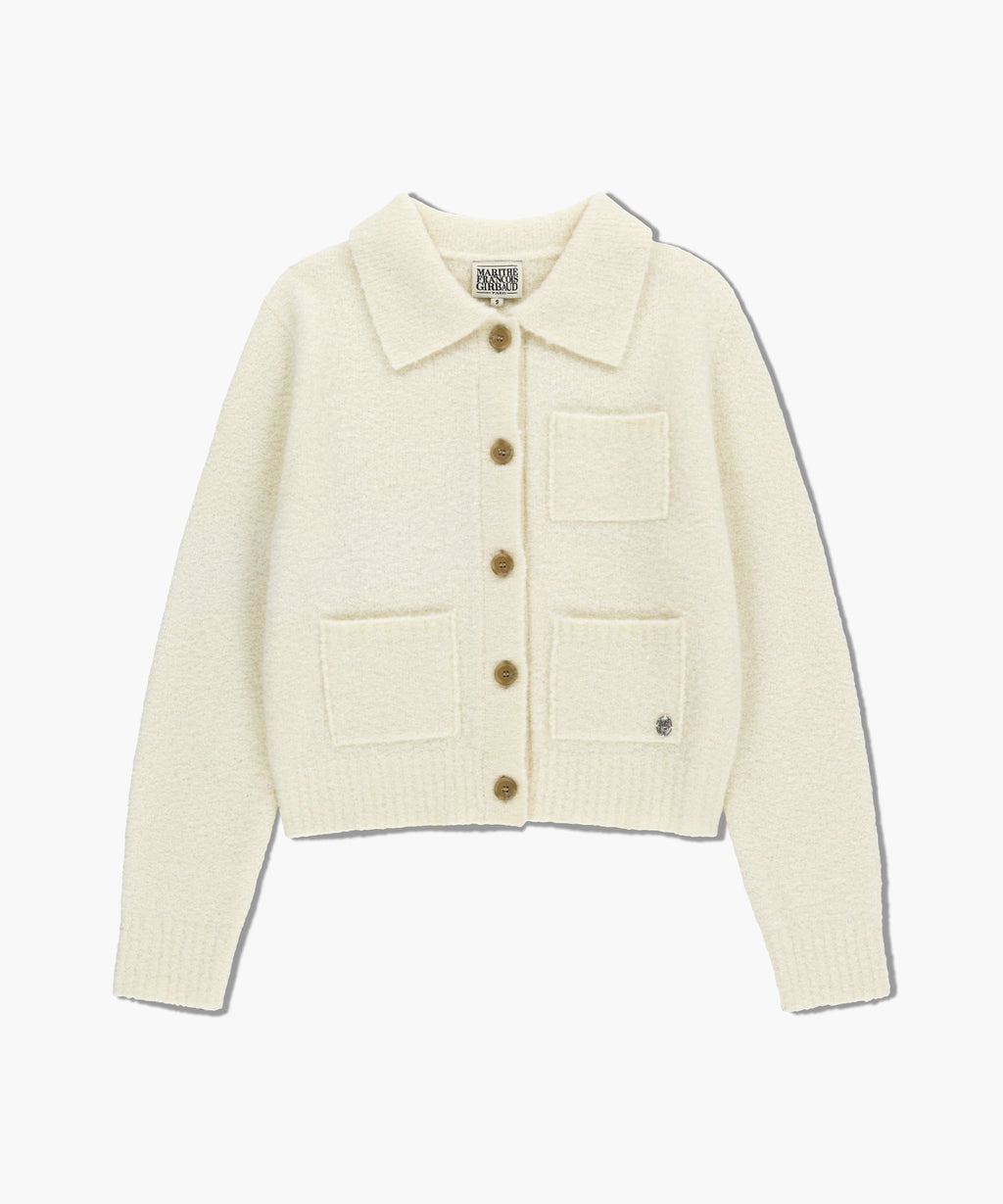 Marithe & Francois Girbaud - 3 Pocket Boucle Cardigan (Ivory) product image 6 | TRAB K-Fashion Australia