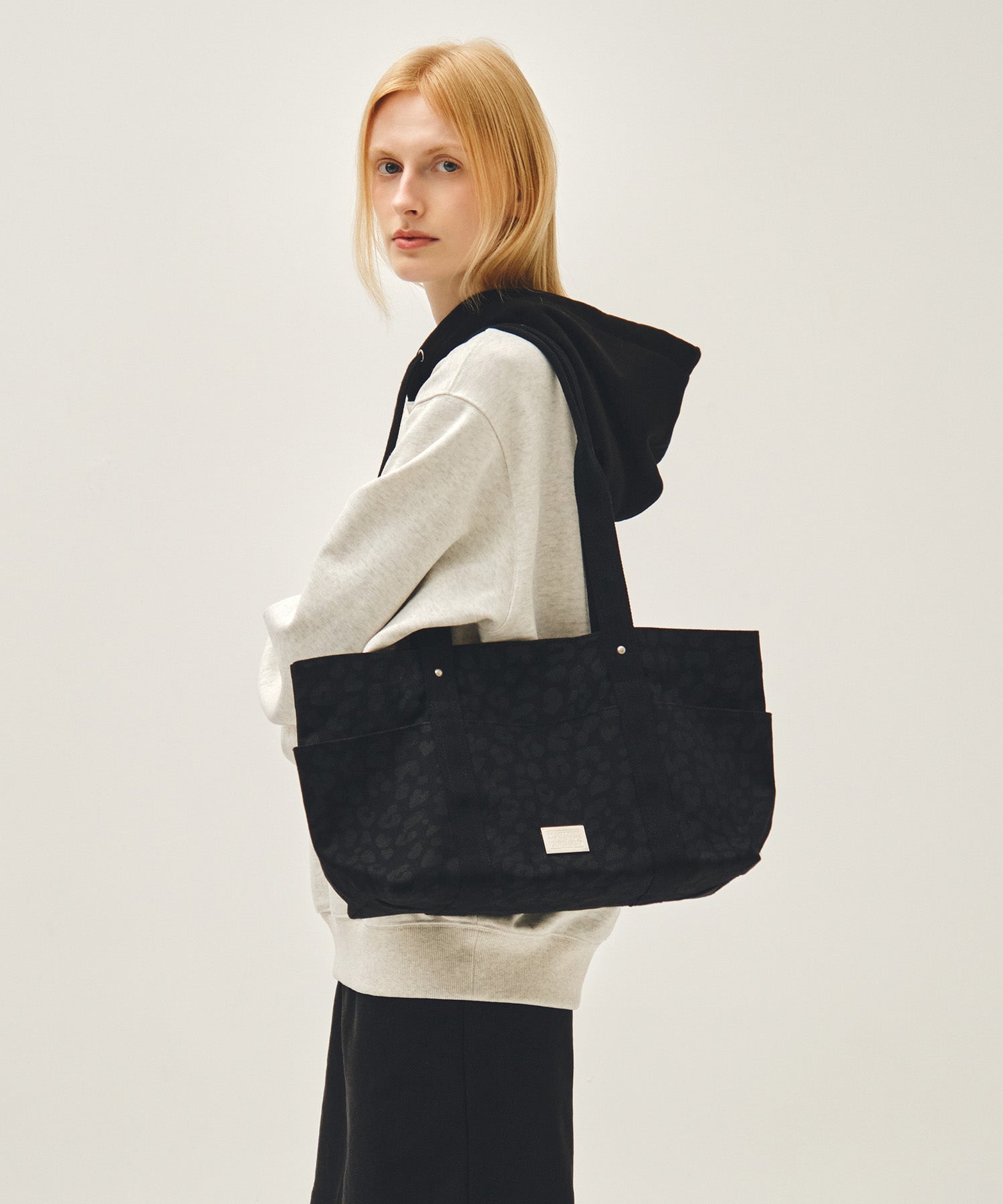 Marithe & Francois Girbaud - Classic Logo Pattern Canvas Shoulder Bag (Black) product image 6 | TRAB K-Fashion Australia