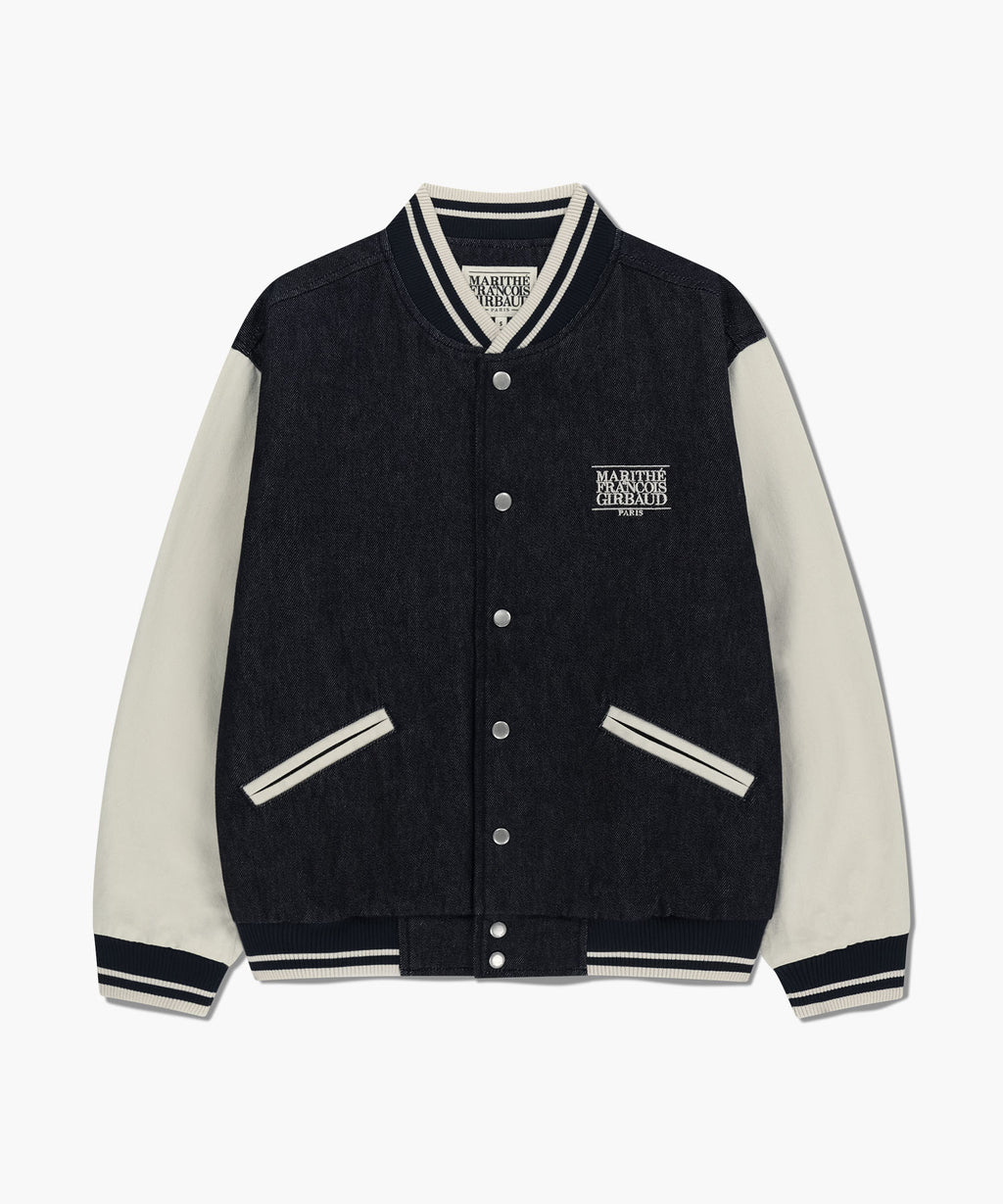 Marithe & Francois Girbaud - Classic Logo Embroidery Denim Varsity Jacket (Navy) product image 6 | TRAB K-Fashion Australia