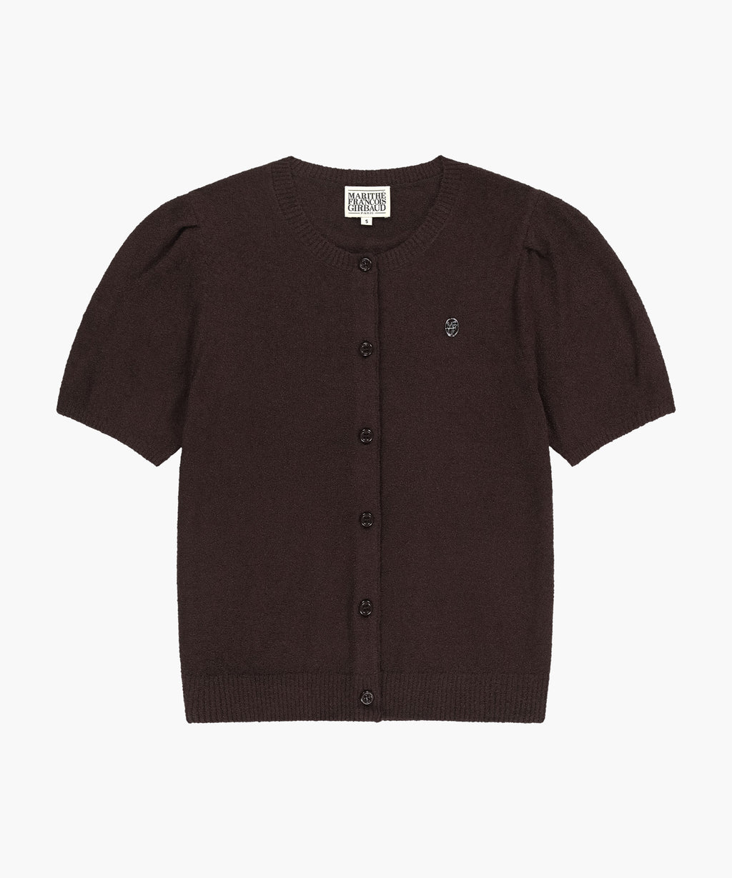 Marithe & Francois Girbaud - Puff Sleeve Half Knit Cardigan (Dark Brown) product image 6 | TRAB K-Fashion Australia