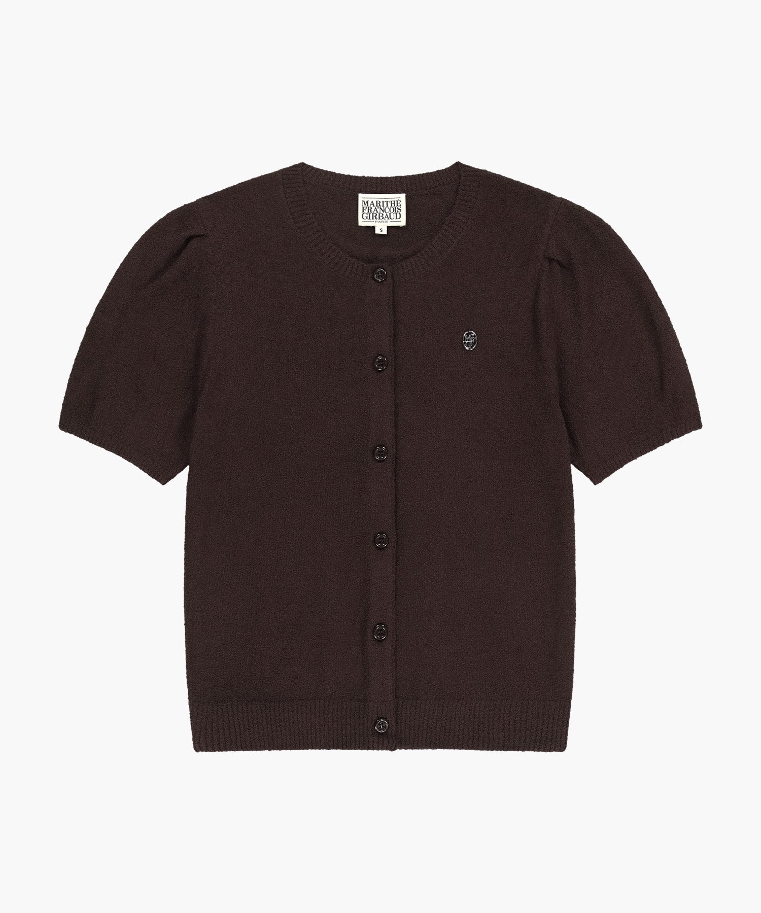 Marithe & Francois Girbaud - Puff Sleeve Half Knit Cardigan (Dark Brown) product image 6 | TRAB K-Fashion Australia