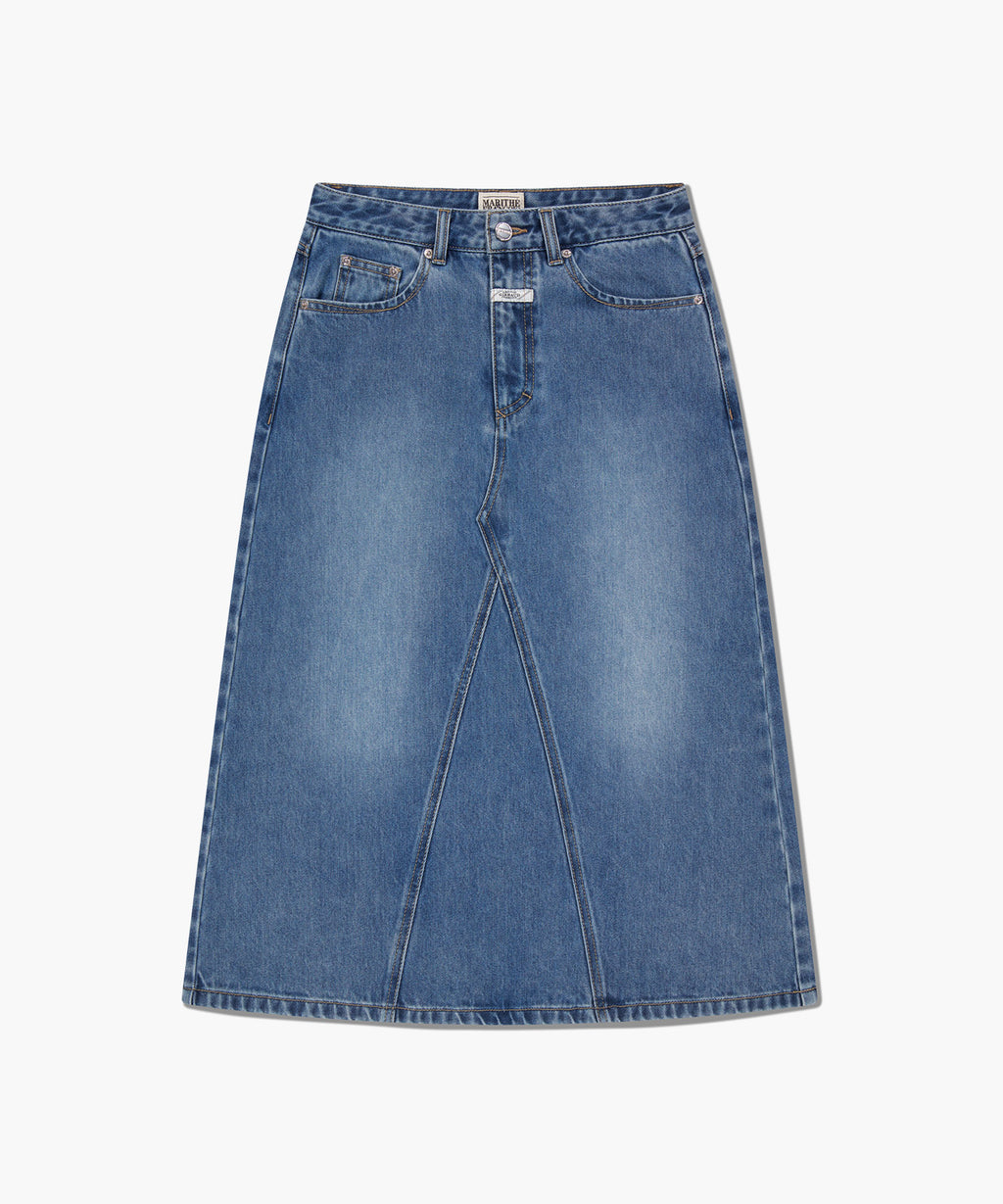 Marithe & Francois Girbaud - A-line Denim Midi Skirt (Light Blue) product image 6 | TRAB K-Fashion Australia