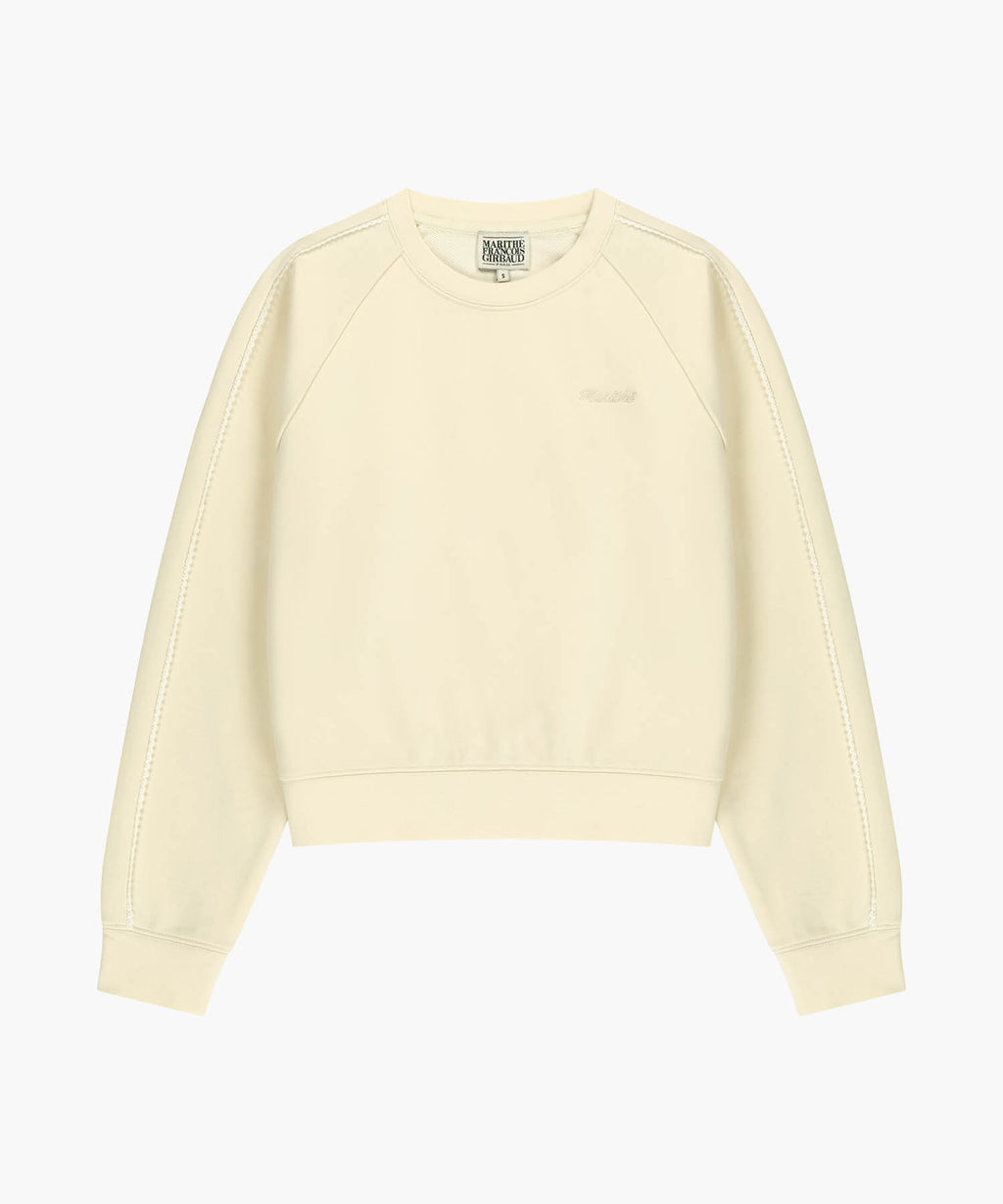 Marithe & Francois Girbaud - Lace Detail Crop Sweatshirt (Ivory) product image 6 | TRAB K-Fashion Australia