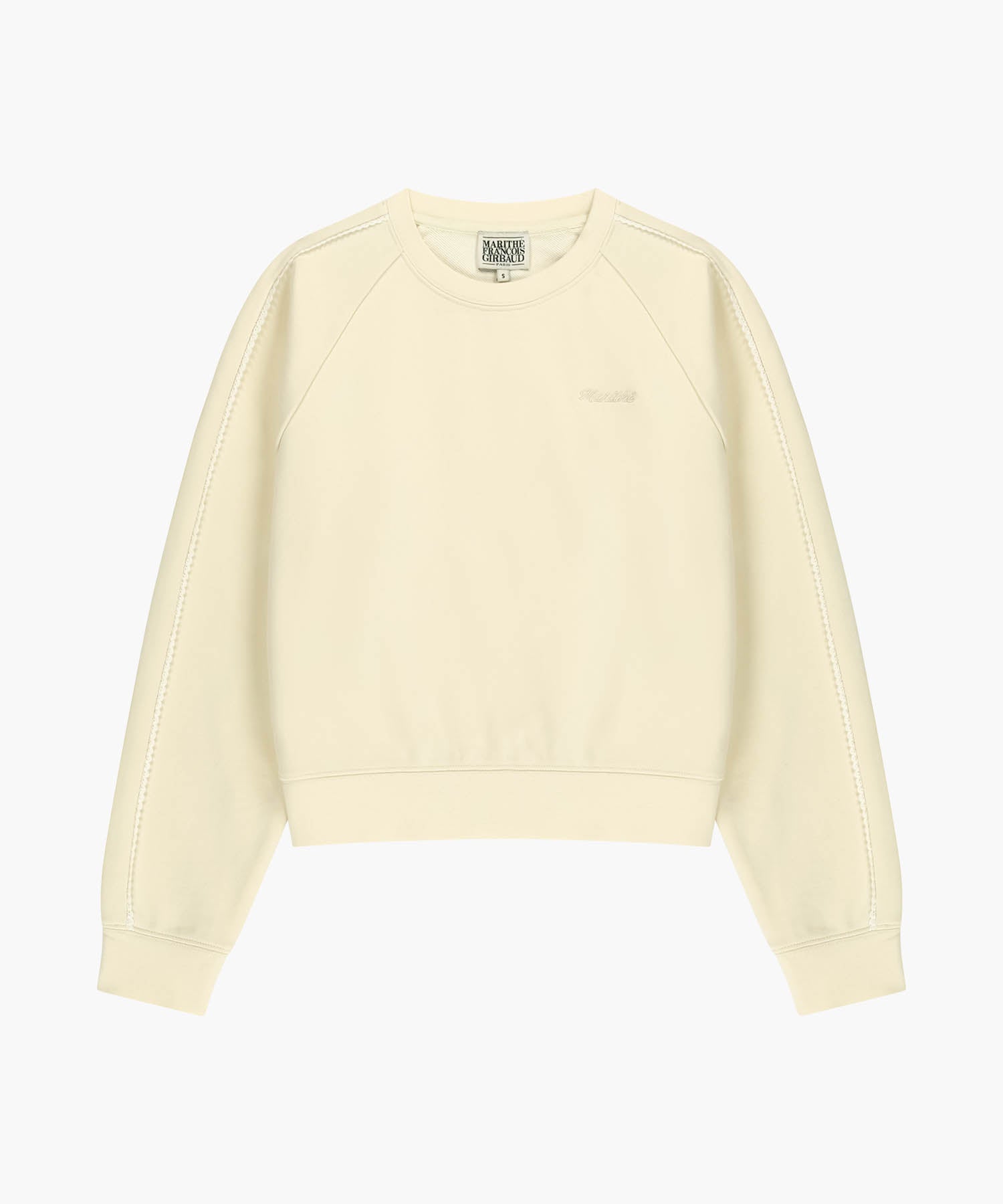 Marithe & Francois Girbaud - Lace Detail Crop Sweatshirt (Ivory) product image 6 | TRAB K-Fashion Australia