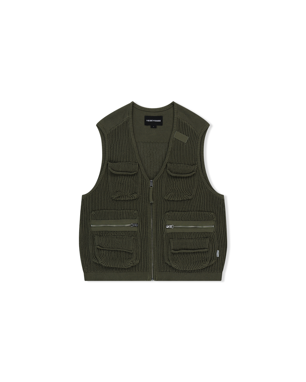 yeseyesee - Knitted Utility Vest (Khaki) product image 1 | TRAB K-Fashion Australia