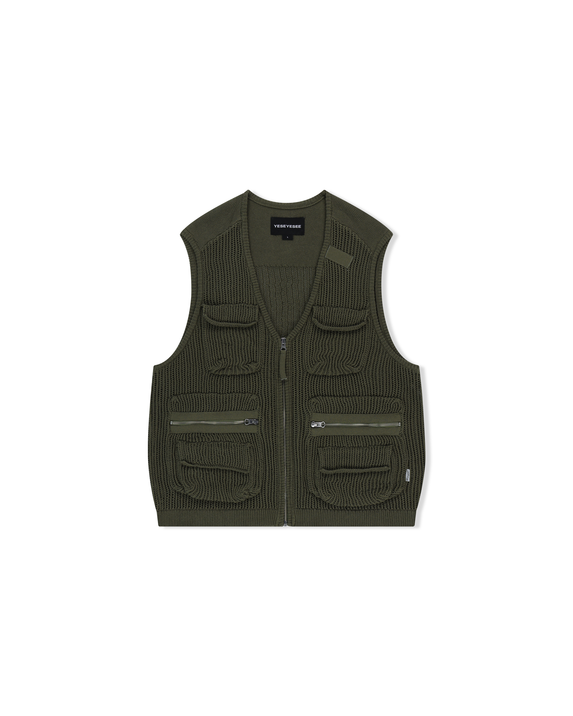 yeseyesee - Knitted Utility Vest (Khaki) product image 1 | TRAB K-Fashion Australia