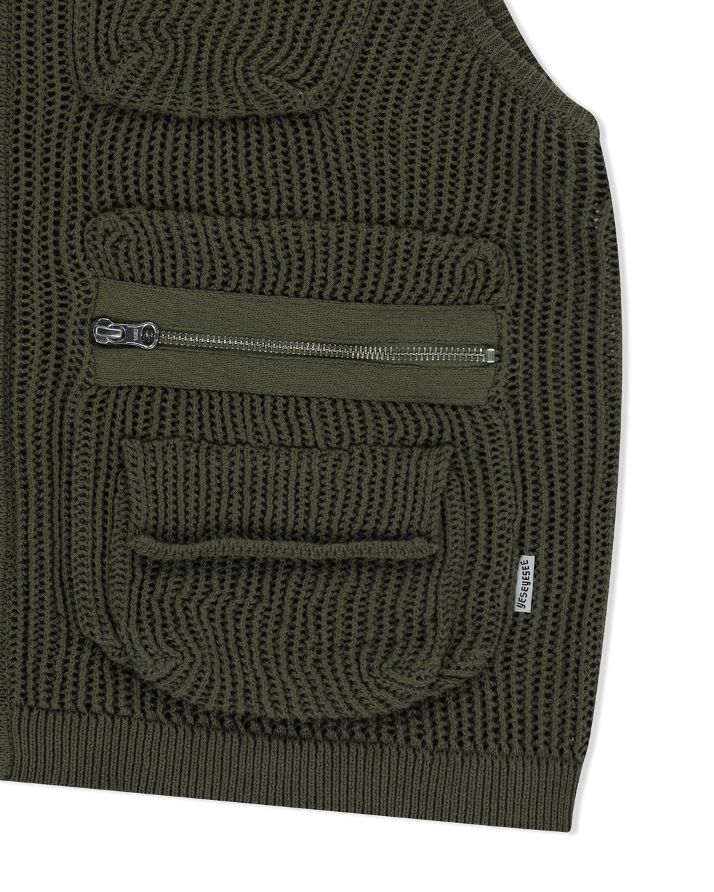 yeseyesee - Knitted Utility Vest (Khaki) product image 3 | TRAB K-Fashion Australia