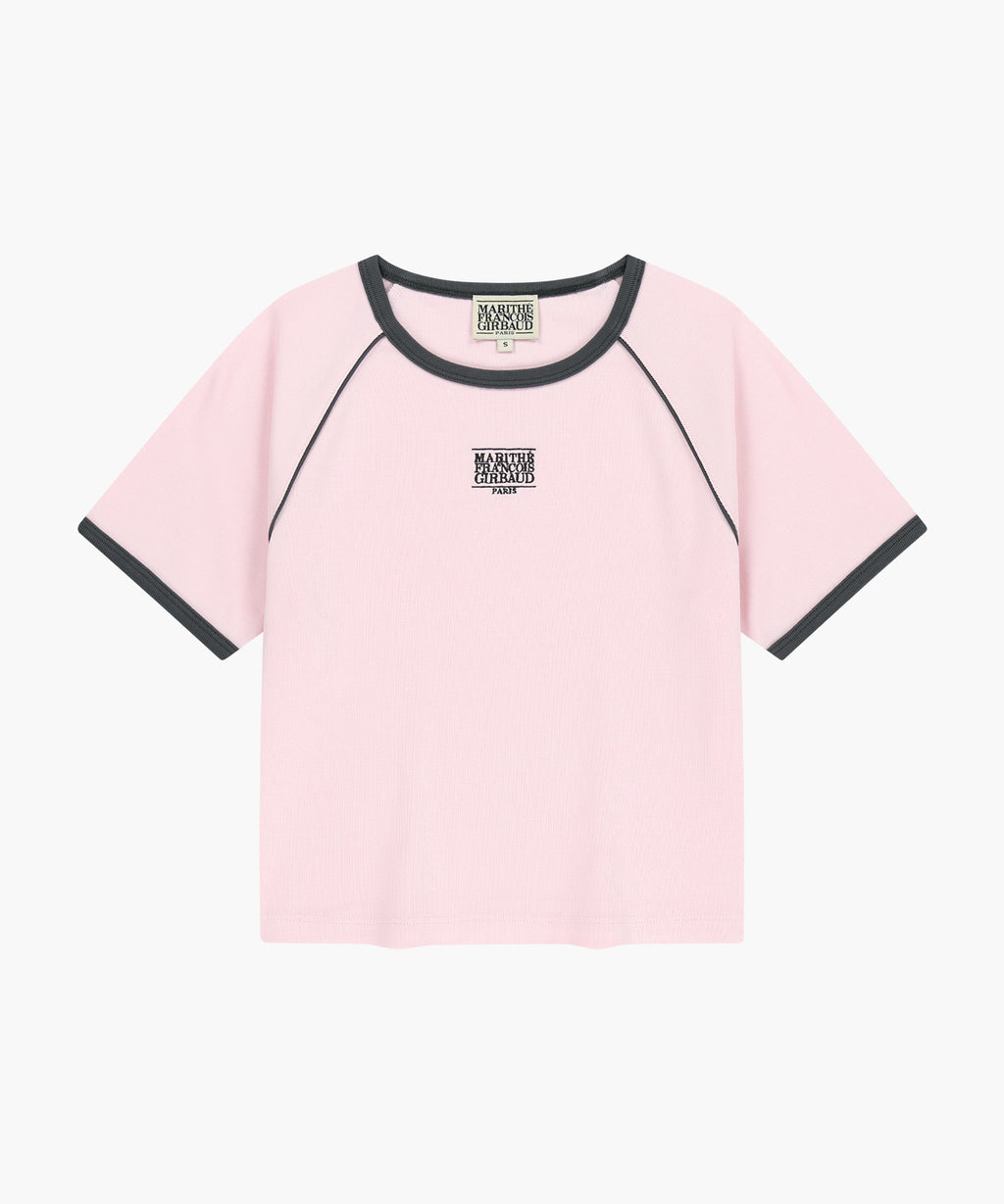 Marithe & Francois Girbaud - Aerocool Small Classic Logo Ringer Slim Crop Tee (Pink) product image 6 | TRAB K-Fashion Australia