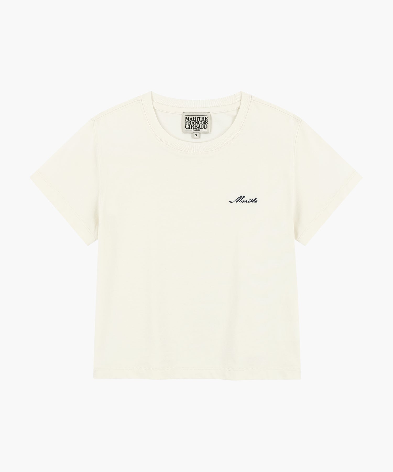 Marithe & Francois Girbaud - Small Lettering Slim Crop Tee (Ivory) product image 6 | TRAB K-Fashion Australia