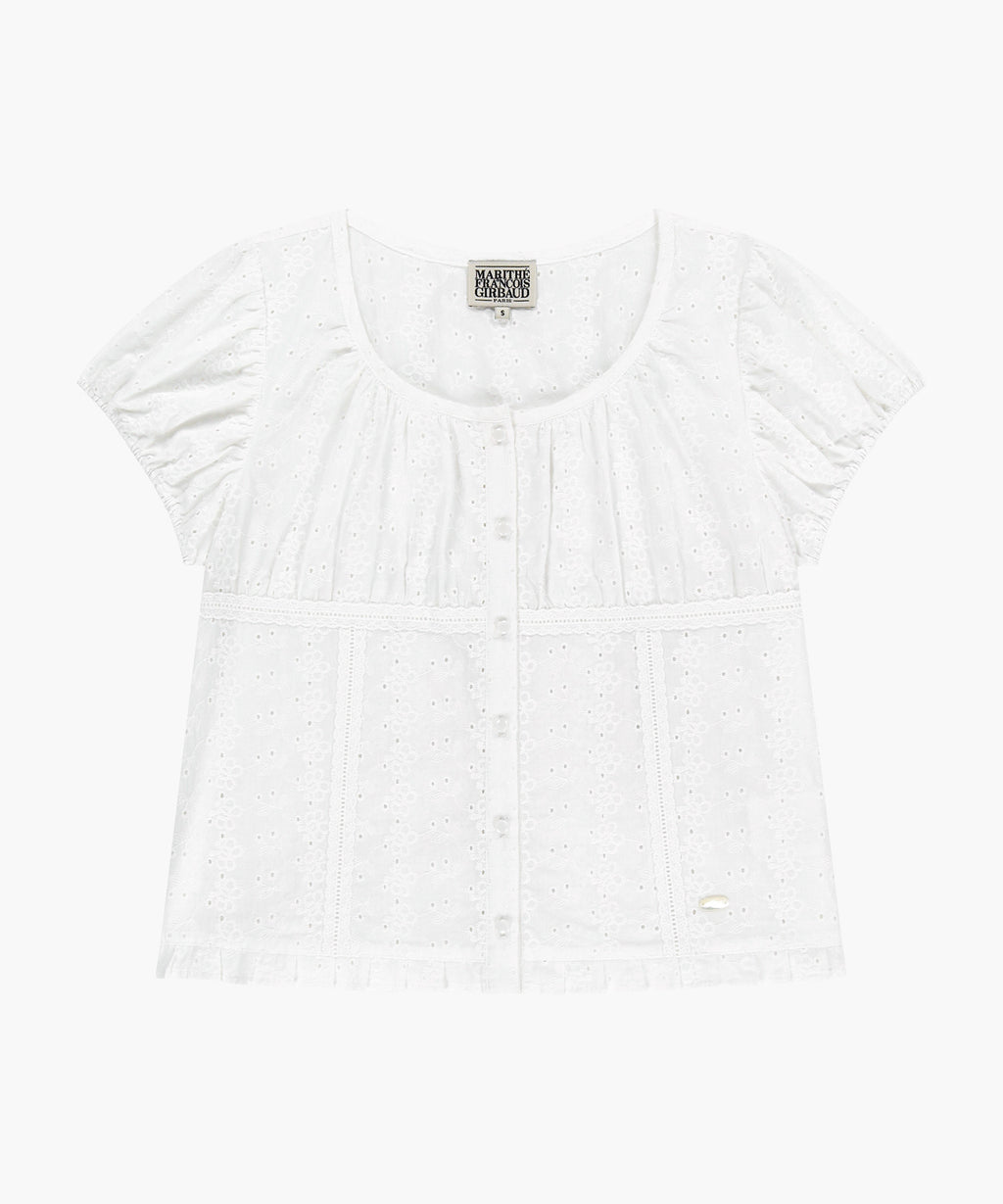 Marithe & Francois Girbaud - Puff Sleeve Lace Shirt (White) product image 6 | TRAB K-Fashion Australia