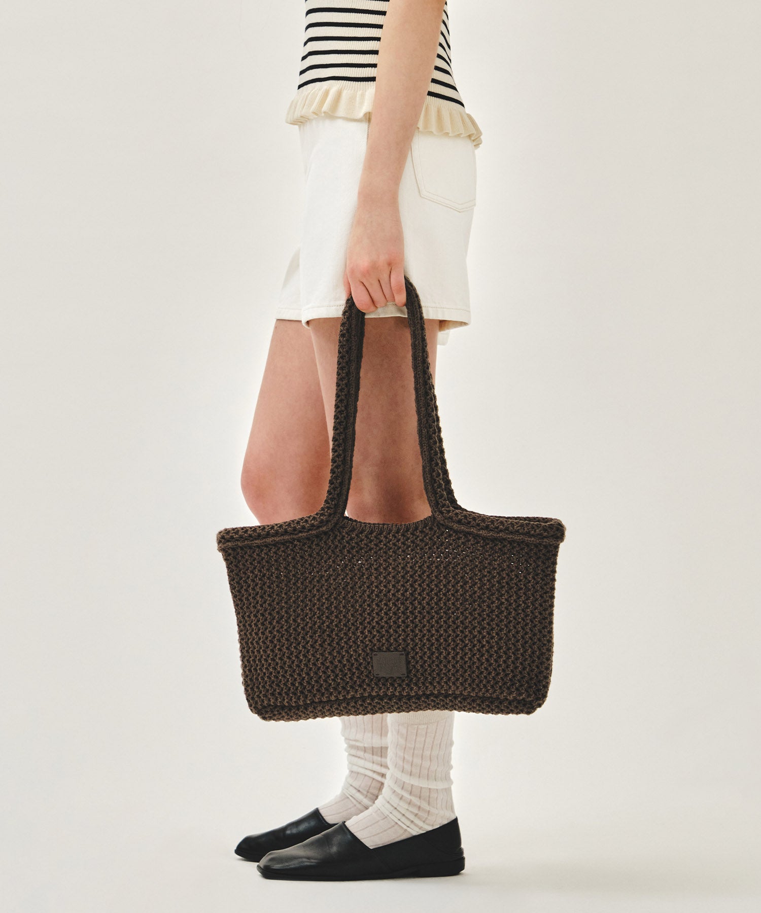 Marithe & Francois Girbaud - Classic Logo Net Shoulder Bag (Dark Brown) product image 6 | TRAB K-Fashion Australia