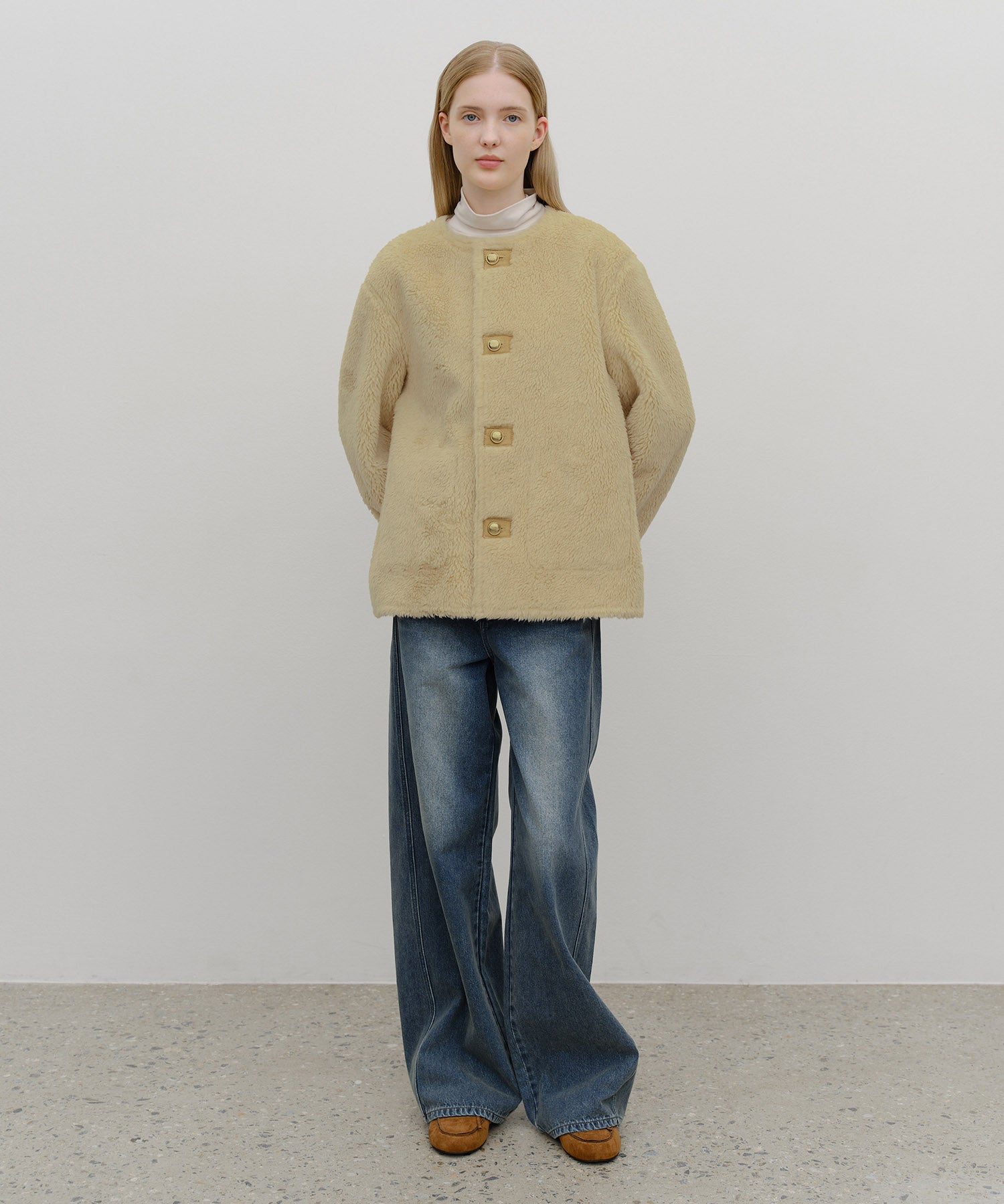 Marithe & Francois Girbaud - Reversible Shearling Jacket (Beige) product image 9 | TRAB K-Fashion Australia