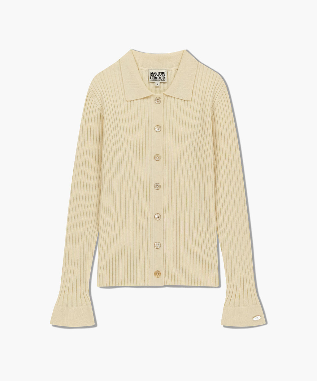 Marithe & Francois Girbaud - Slim Fit Collar Cardigan (Cream) product image 6 | TRAB K-Fashion Australia