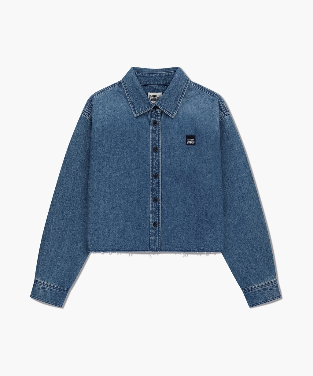 Marithe & Francois Girbaud - Heritage Lettering Logo Denim Crop Shirt (Blue) product image 6 | TRAB K-Fashion Australia