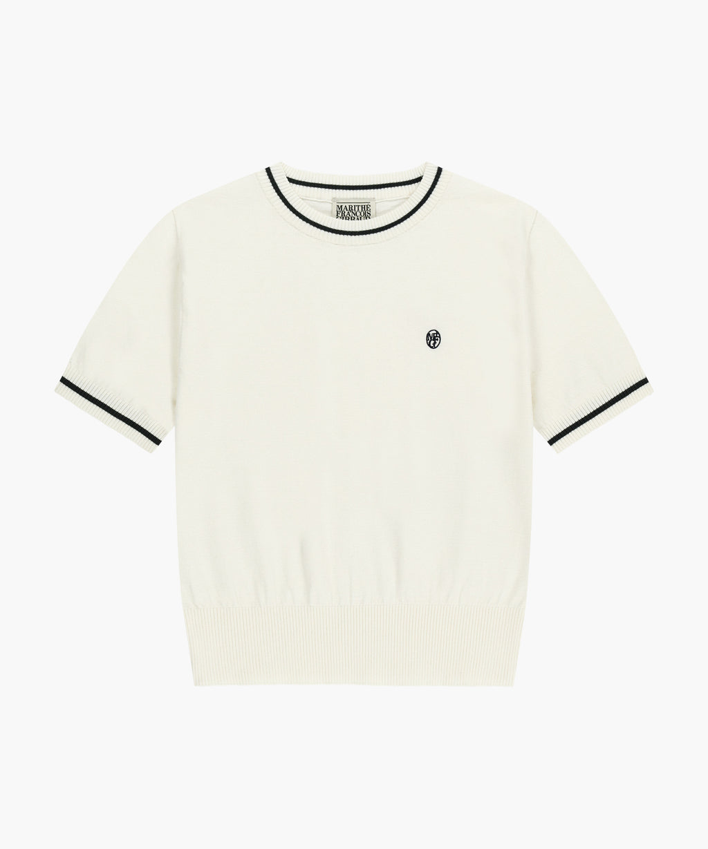 Marithe & Francois Girbaud - Circle Logo Half Knit Pullover (Ivory) product image 6 | TRAB K-Fashion Australia