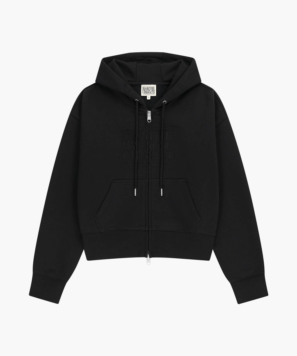 Marithe & Francois Girbaud - Classic Logo Crop Hoodie Zipup (Black Black) product image 6 | TRAB K-Fashion Australia