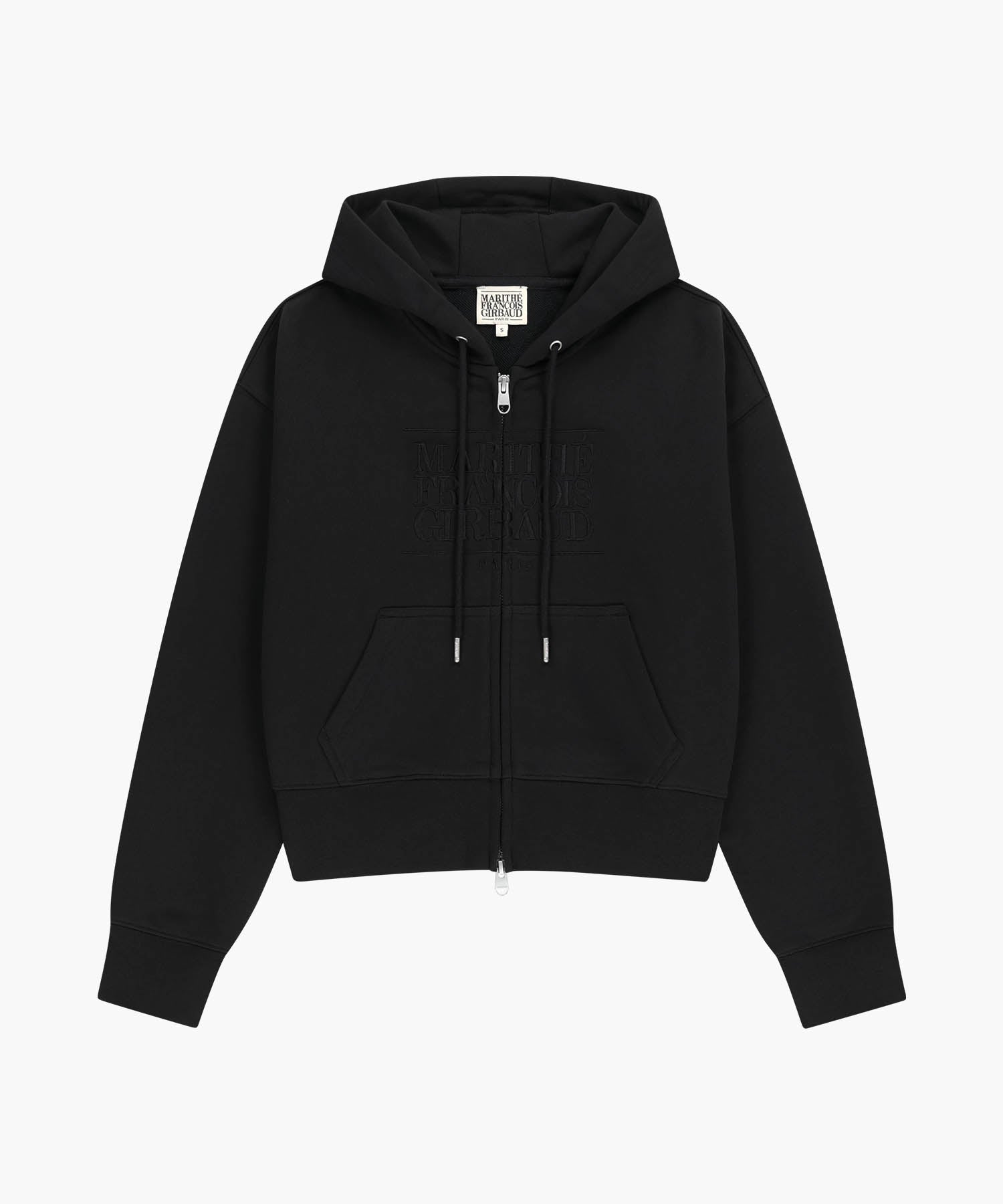 Marithe & Francois Girbaud - Classic Logo Crop Hoodie Zipup (Black Black) product image 6 | TRAB K-Fashion Australia