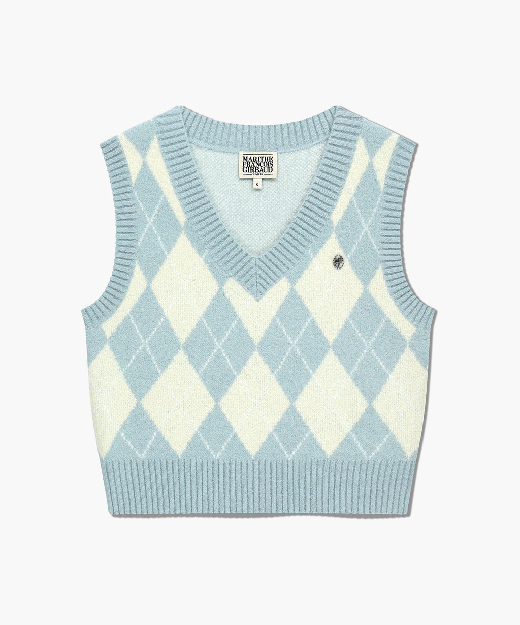 Marithe & Francois Girbaud - Argyle V-neck Knit Vest (Sky Blue) product image 6 | TRAB K-Fashion Australia