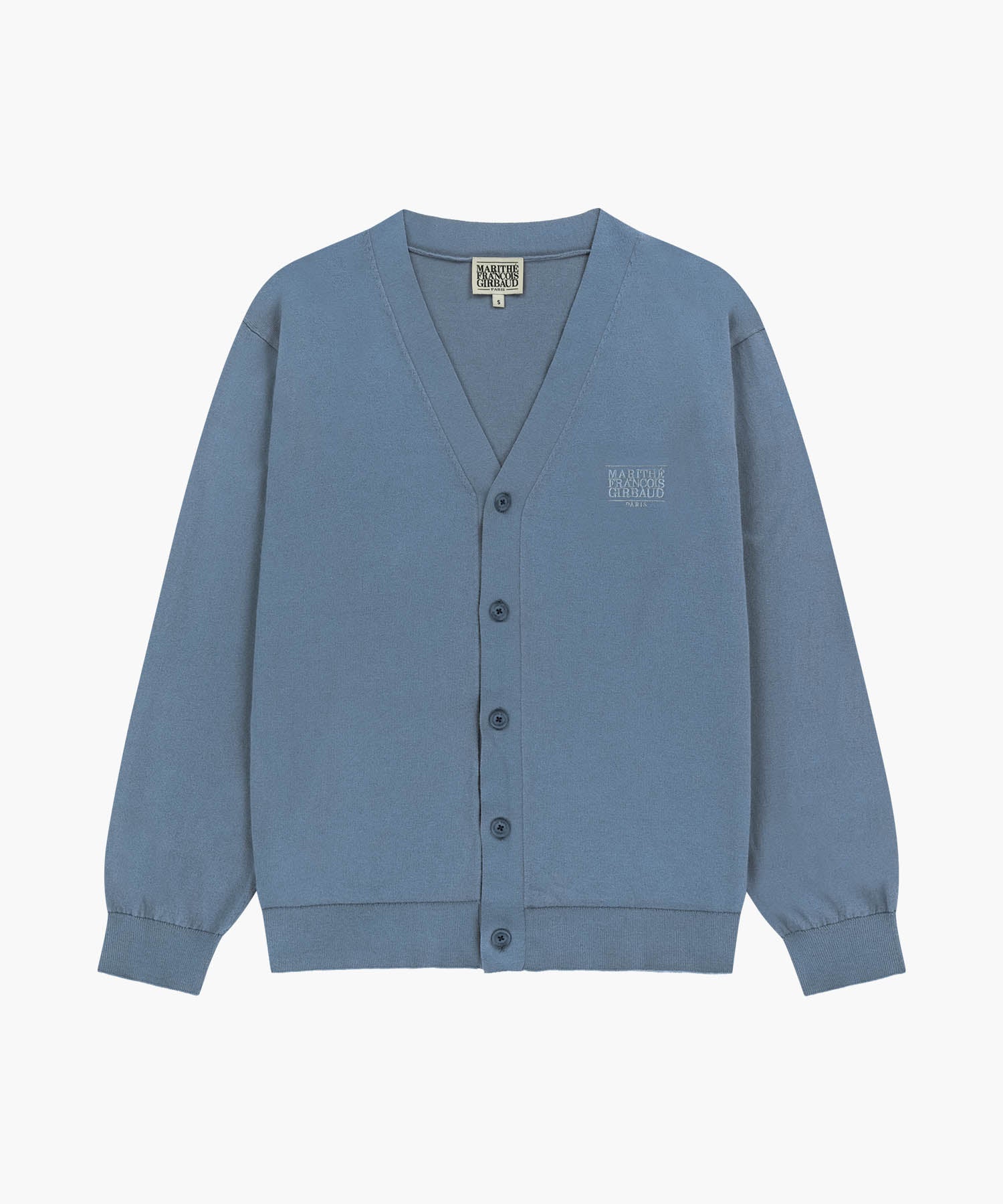 Marithe & Francois Girbaud - Small Classic Logo V-neck Knit Cardigan (Vintage Blue) product image 6 | TRAB K-Fashion Australia