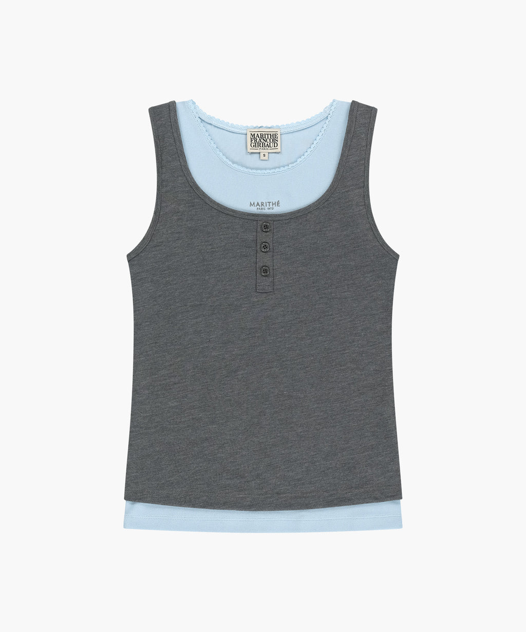 Marithe & Francois Girbaud - [Pre-order – Ships 7 Jul] Layered Sleeveless (Heather Charcoal) product image 9 | TRAB K-Fashion Australia