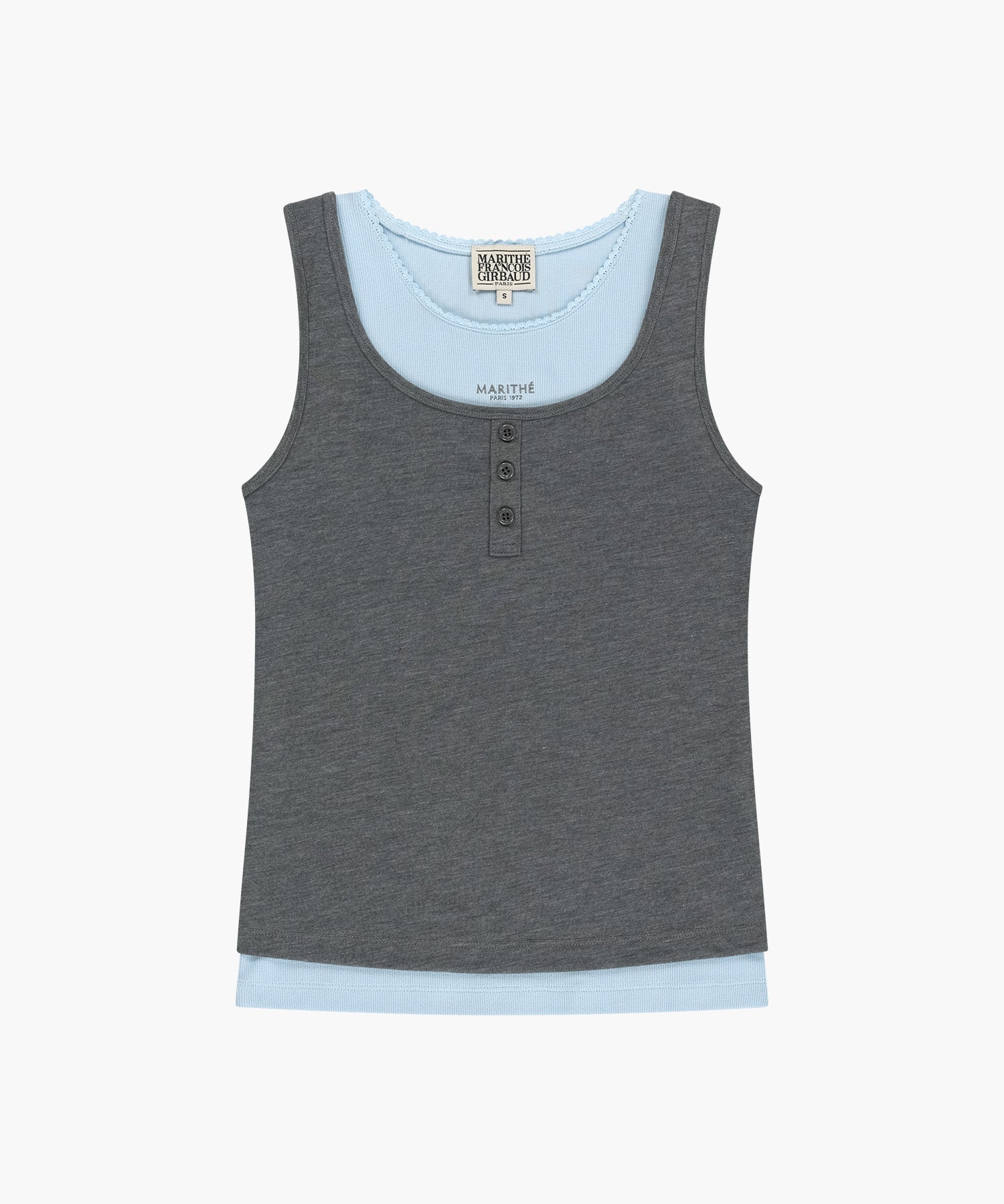 Marithe & Francois Girbaud - [Pre-order – Ships 7 Jul] Layered Sleeveless (Heather Charcoal) product image 9 | TRAB K-Fashion Australia