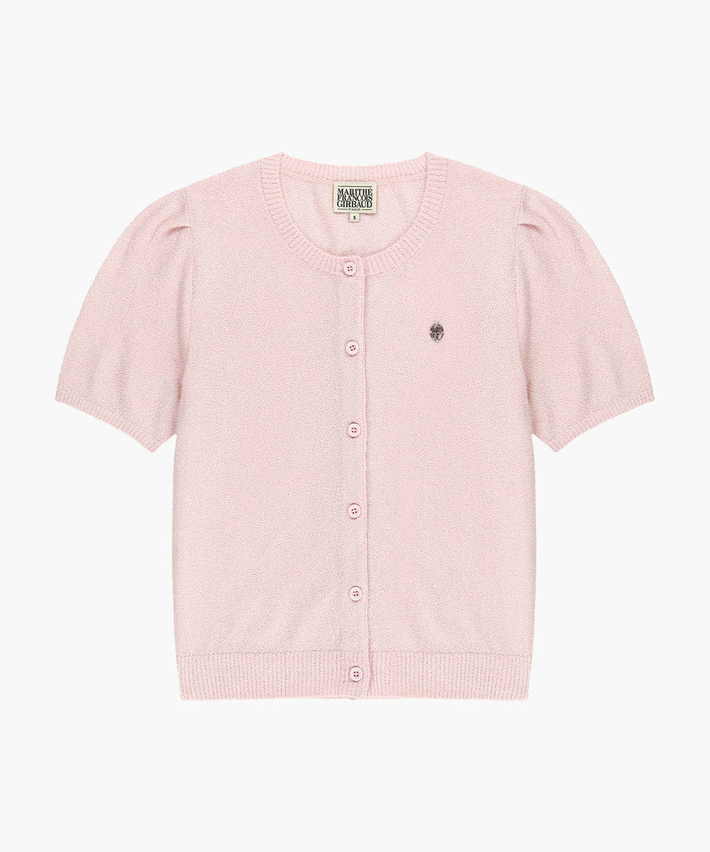 Marithe & Francois Girbaud - Puff Sleeve Half Knit Cardigan (Pink) product image 6 | TRAB K-Fashion Australia