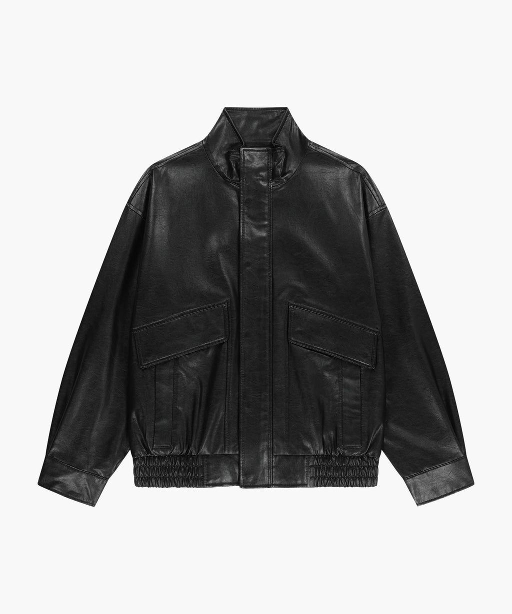 Marithe & Francois Girbaud - Faux Leather High Neck Jacket (Black) product image 6 | TRAB K-Fashion Australia