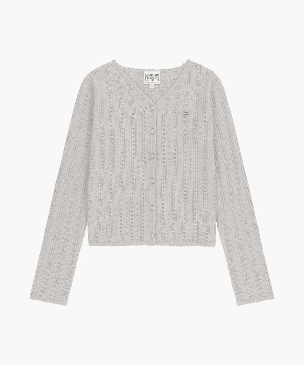 Marithe & Francois Girbaud - V-neck Crochet Knit Cardigan (Heather Gray) product image 6 | TRAB K-Fashion Australia