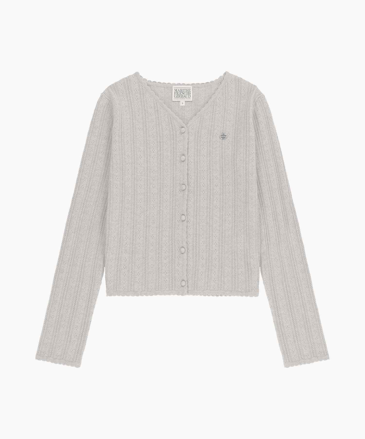 Marithe & Francois Girbaud - V-neck Crochet Knit Cardigan (Heather Gray) product image 6 | TRAB K-Fashion Australia