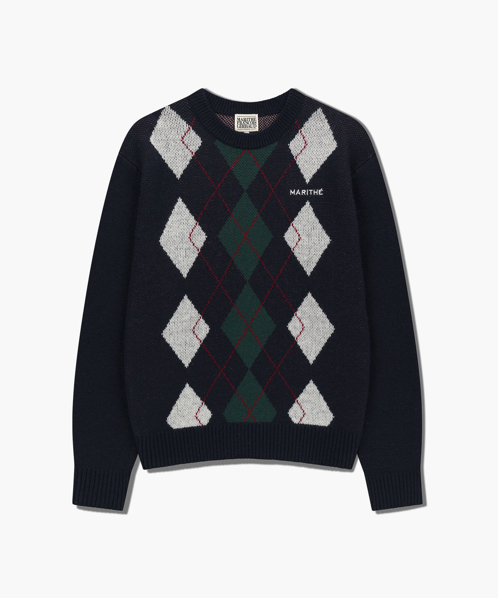 Marithe & Francois Girbaud - Argyle Jqd Knit Pullover (Navy) product image 6 | TRAB K-Fashion Australia
