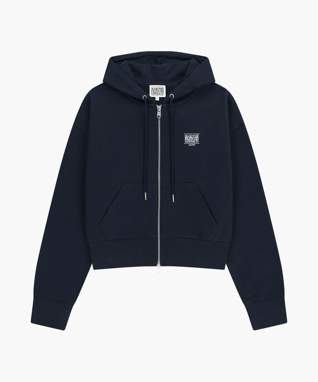 Marithe & Francois Girbaud - Back Classic Logo Crop Hoodie Zipup (Navy) product image 6 | TRAB K-Fashion Australia