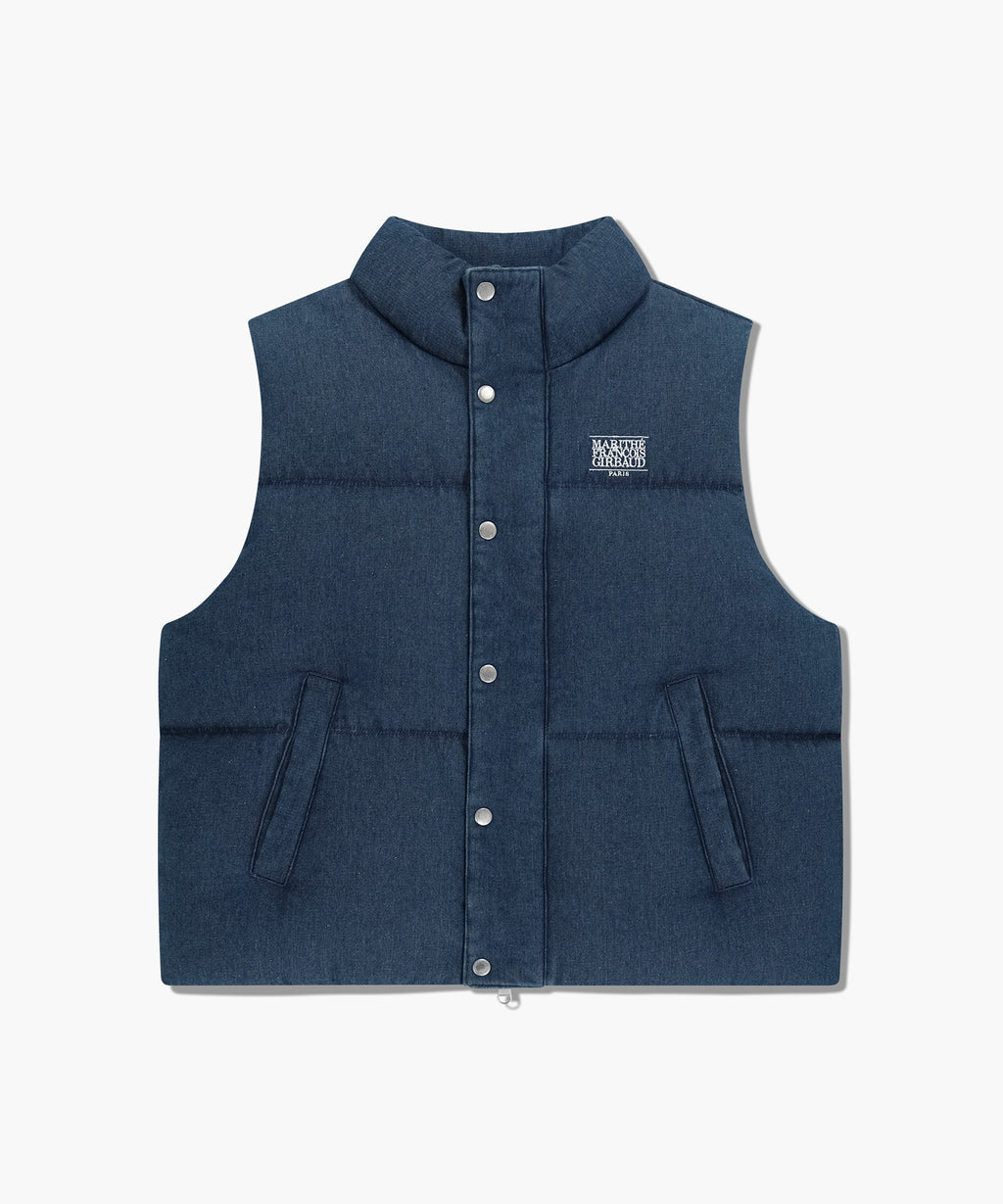 Marithe & Francois Girbaud - Classic Logo Denim Down Vest (Dark Blue) product image 6 | TRAB K-Fashion Australia