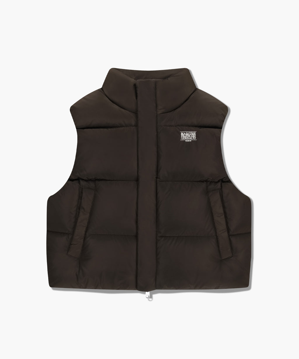 Marithe & Francois Girbaud - Classic Logo Crop Down Vest (Dark Brown) product image 6 | TRAB K-Fashion Australia
