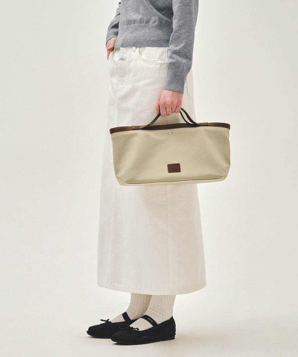 Marithe & Francois Girbaud - Classic Logo Tote Bag (Light Beige) product image 6 | TRAB K-Fashion Australia