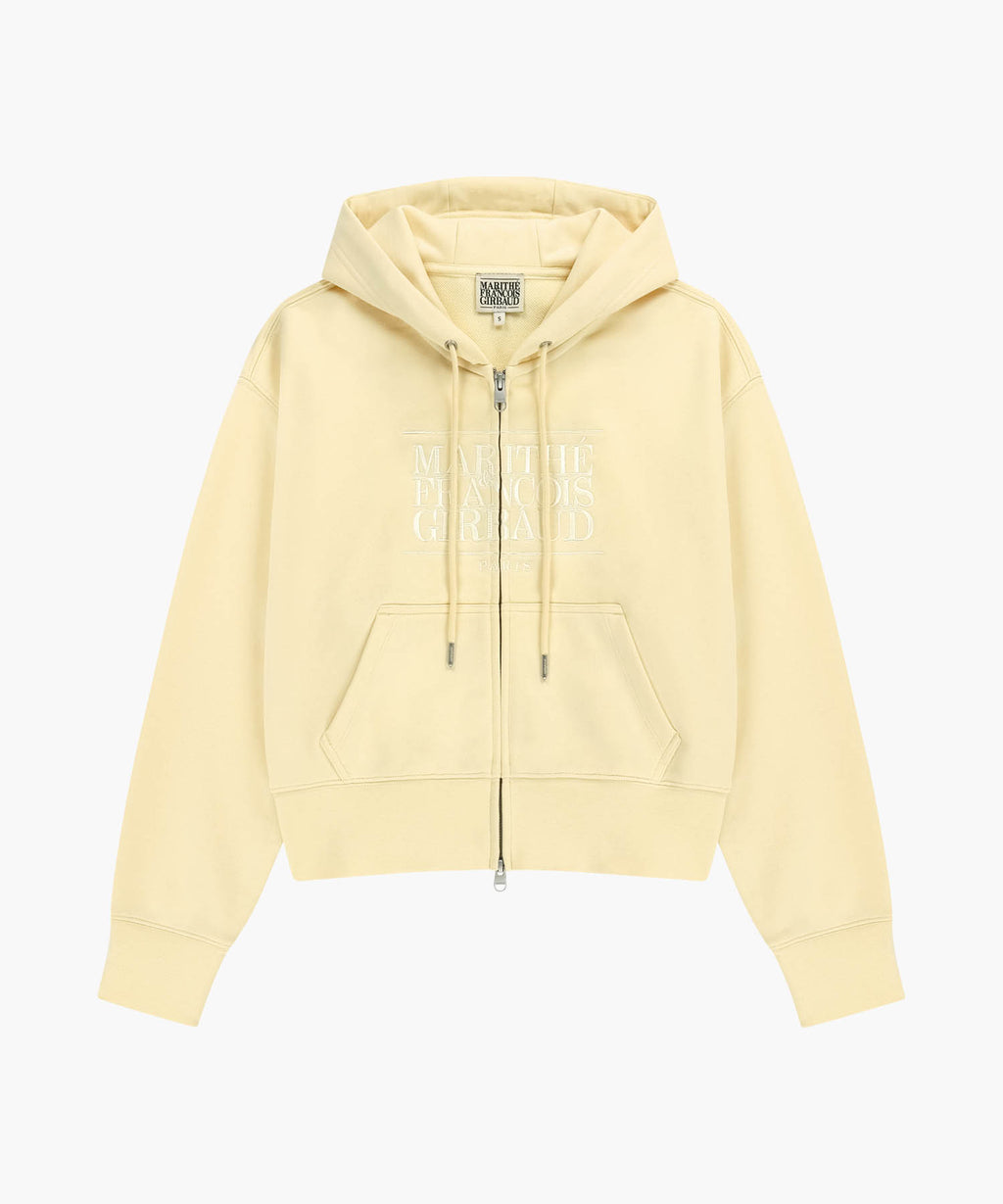 Marithe & Francois Girbaud - Classic Logo Crop Hoodie Zipup (Butter) product image 6 | TRAB K-Fashion Australia