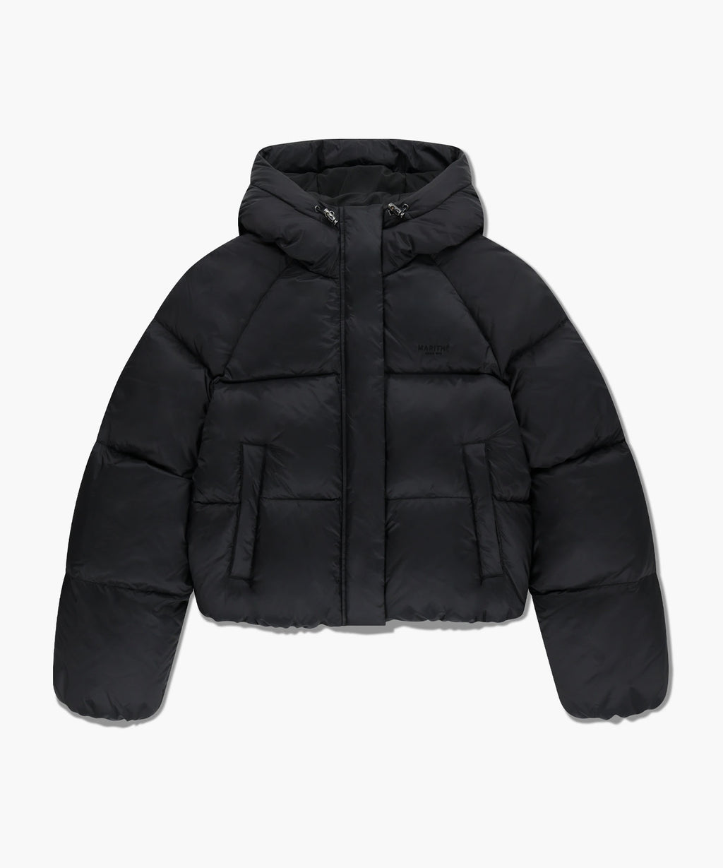 Marithe & Francois Girbaud - Regular Logo Hooded Crop Down Jacket (Black) product image 6 | TRAB K-Fashion Australia