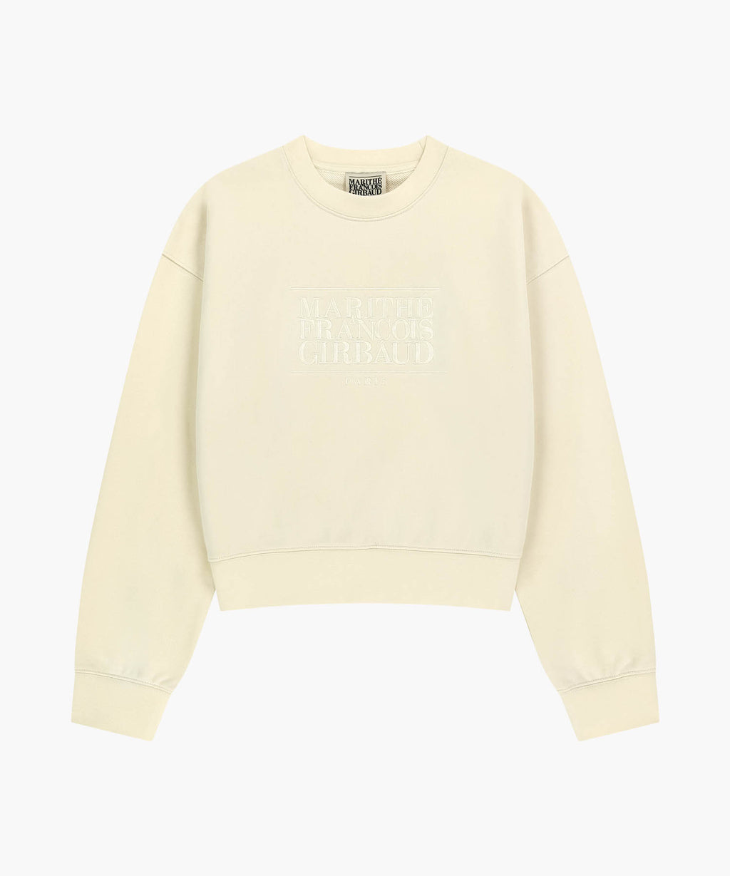 Marithe & Francois Girbaud - Classic Logo Crop Sweatshirt (Ivory) product image 6 | TRAB K-Fashion Australia