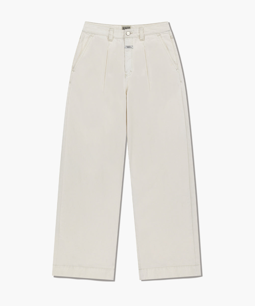 Marithe & Francois Girbaud - Low-waist Tuck Wide Denim Pants (Ecru) product image 8 | TRAB K-Fashion Australia