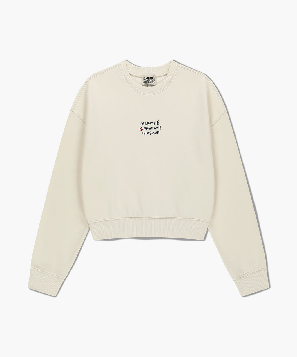 Marithe & Francois Girbaud - Marithe Love Graphic Crop Sweatshirt (Ivory) product image 6 | TRAB K-Fashion Australia