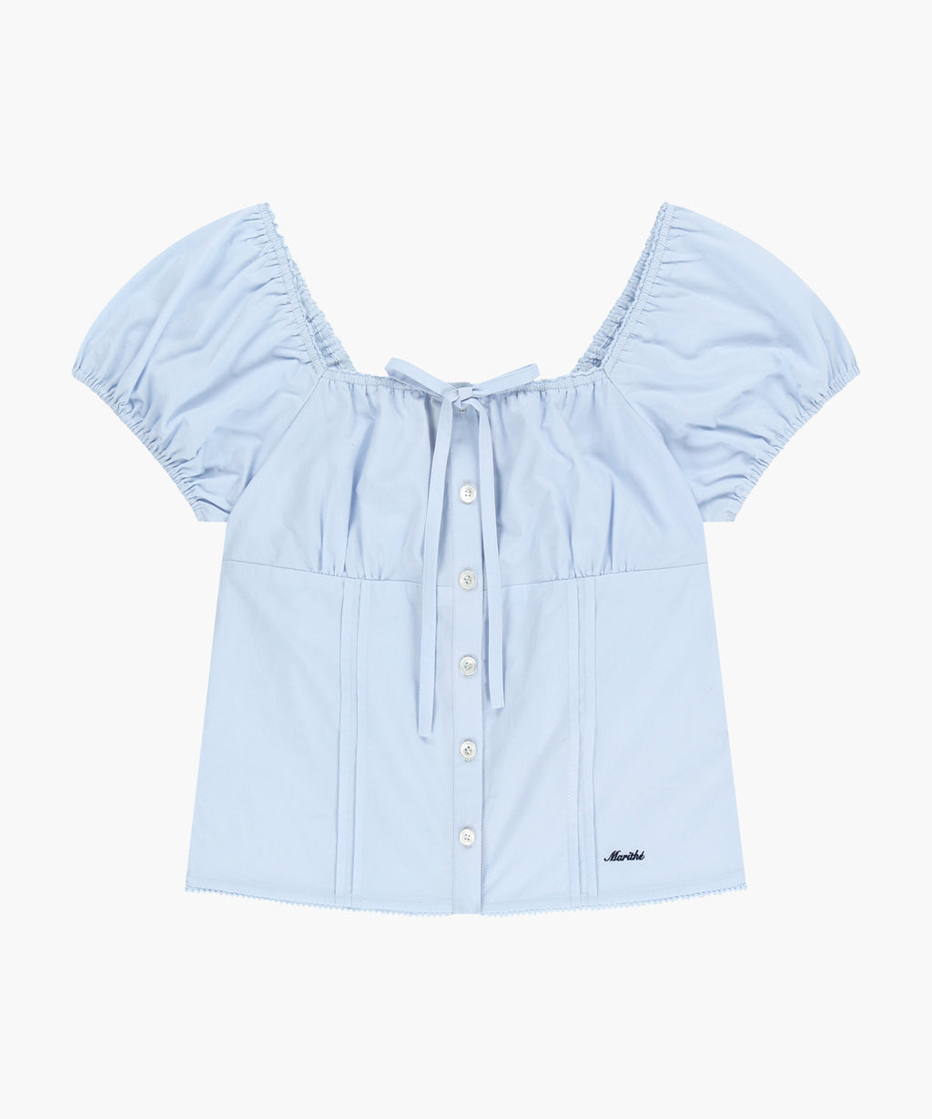 Marithe & Francois Girbaud - Cap Sleeve Ribbon Blouse (Sky Blue) product image 7 | TRAB K-Fashion Australia