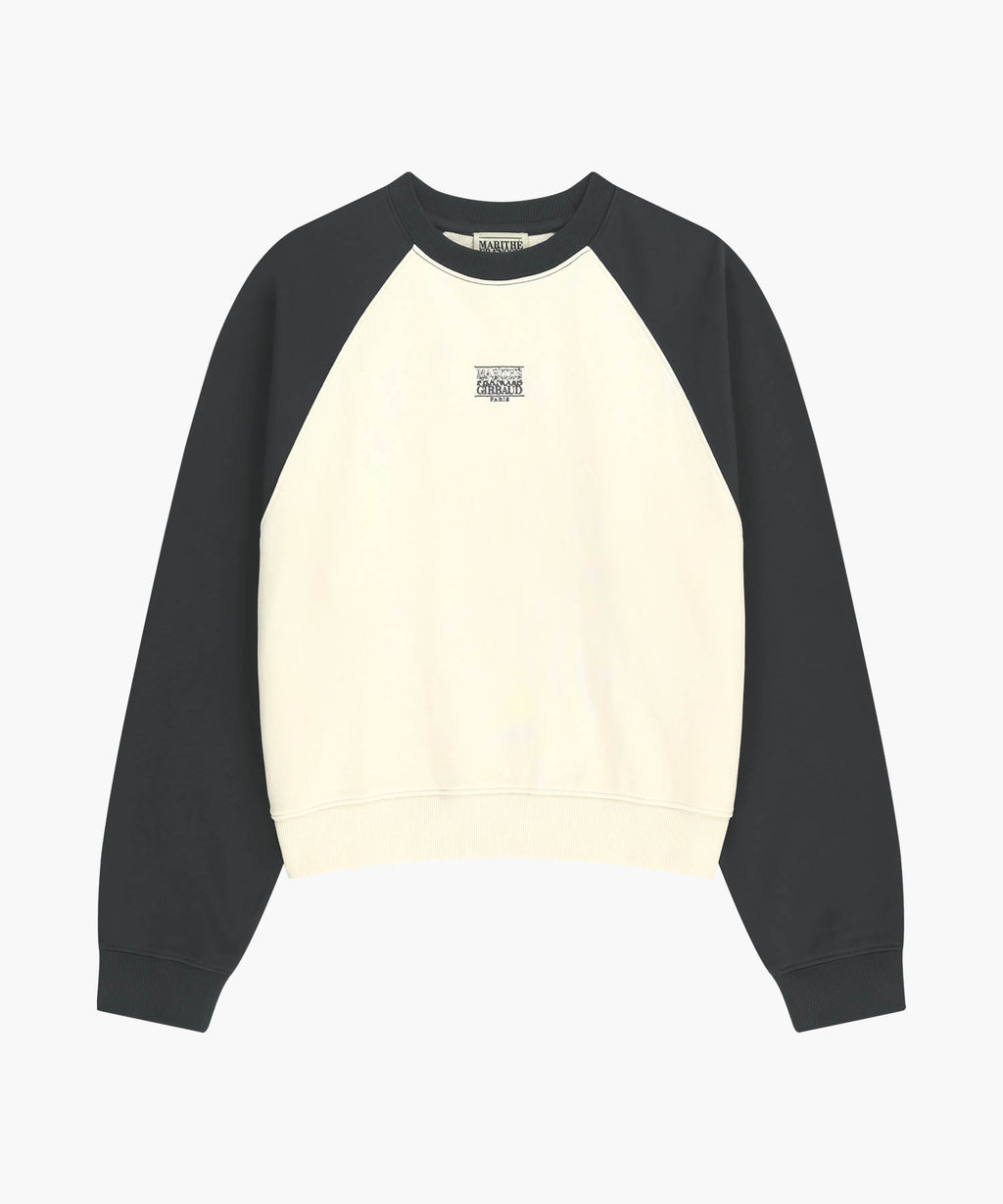 Marithe & Francois Girbaud - Block Classic Logo Raglan Crop Sweatshirt (Charcoal) product image 6 | TRAB K-Fashion Australia