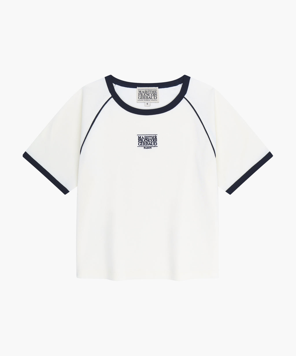 Marithe & Francois Girbaud - [Pre-order – Ships 24 Jun] Aerocool Small Classic Logo Ringer Slim Crop Tee (Ivory) product image 6 | TRAB K-Fashion Australia