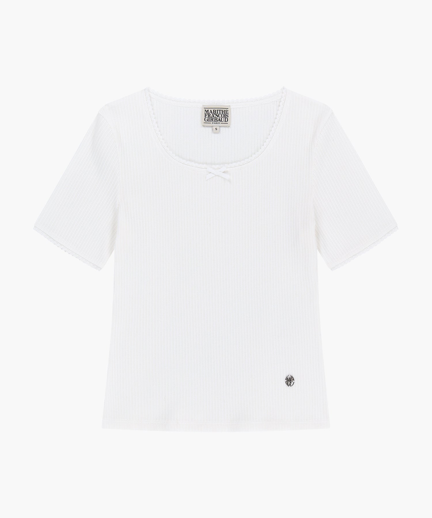 Marithe & Francois Girbaud - Square Neck Lace Detail Tee (White) product image 6 | TRAB K-Fashion Australia