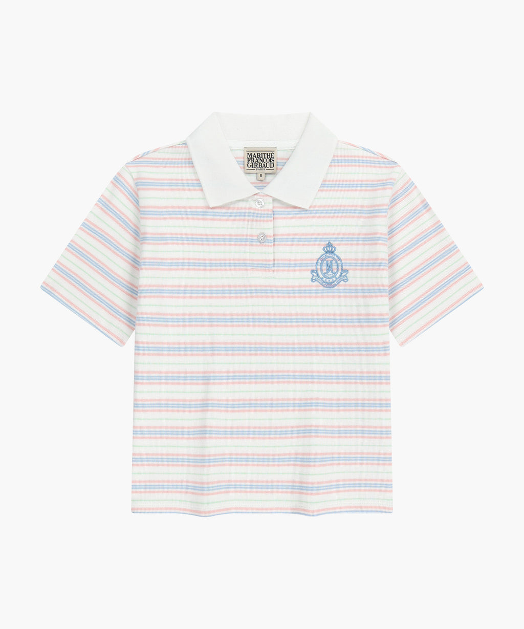 Marithe & Francois Girbaud - Stripe Slim Crop Collar Tee (Ivory) product image 6 | TRAB K-Fashion Australia