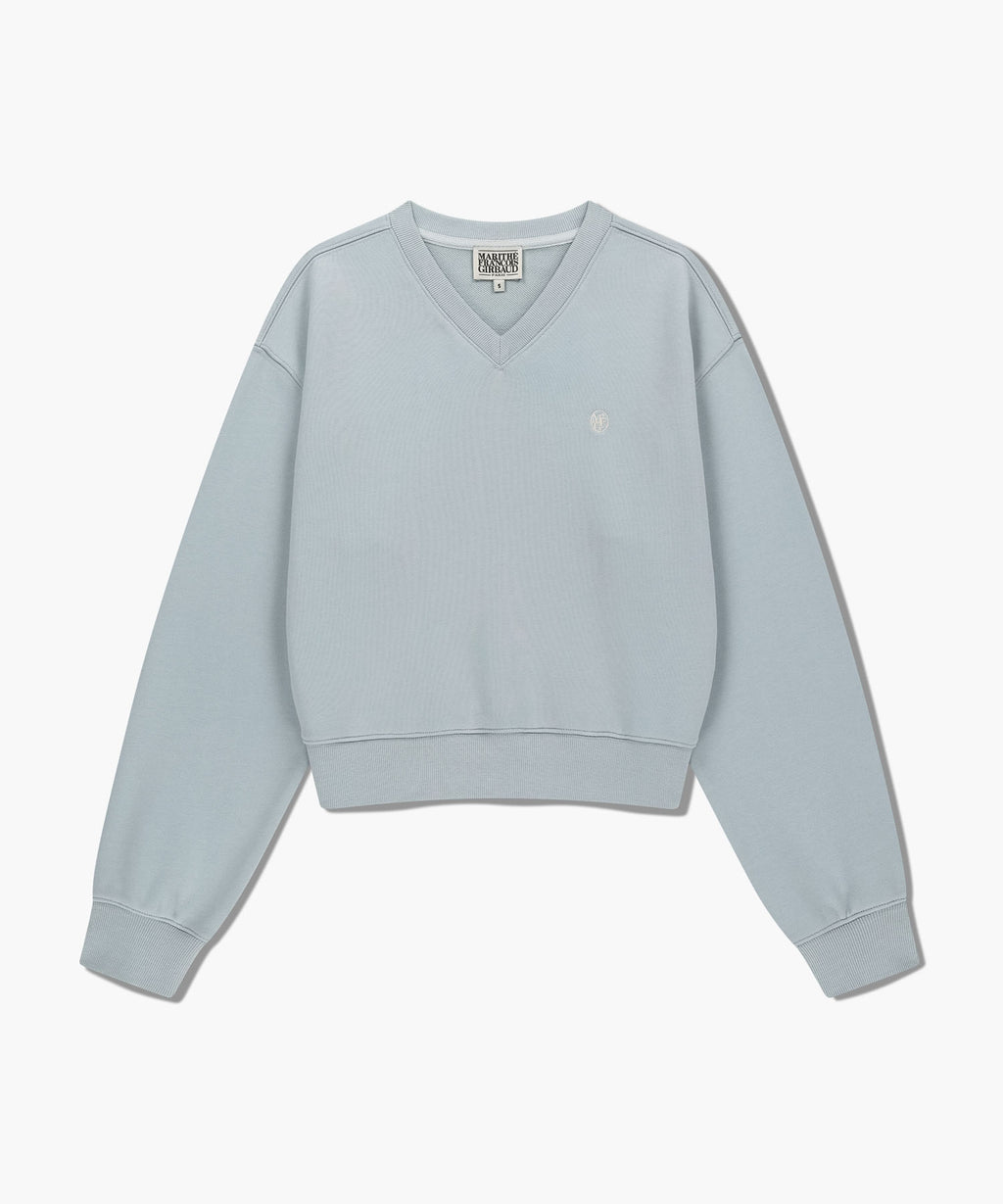 Marithe & Francois Girbaud - Circle Logo V Neck Crop Sweatshirt (Light Gray) product image 6 | TRAB K-Fashion Australia