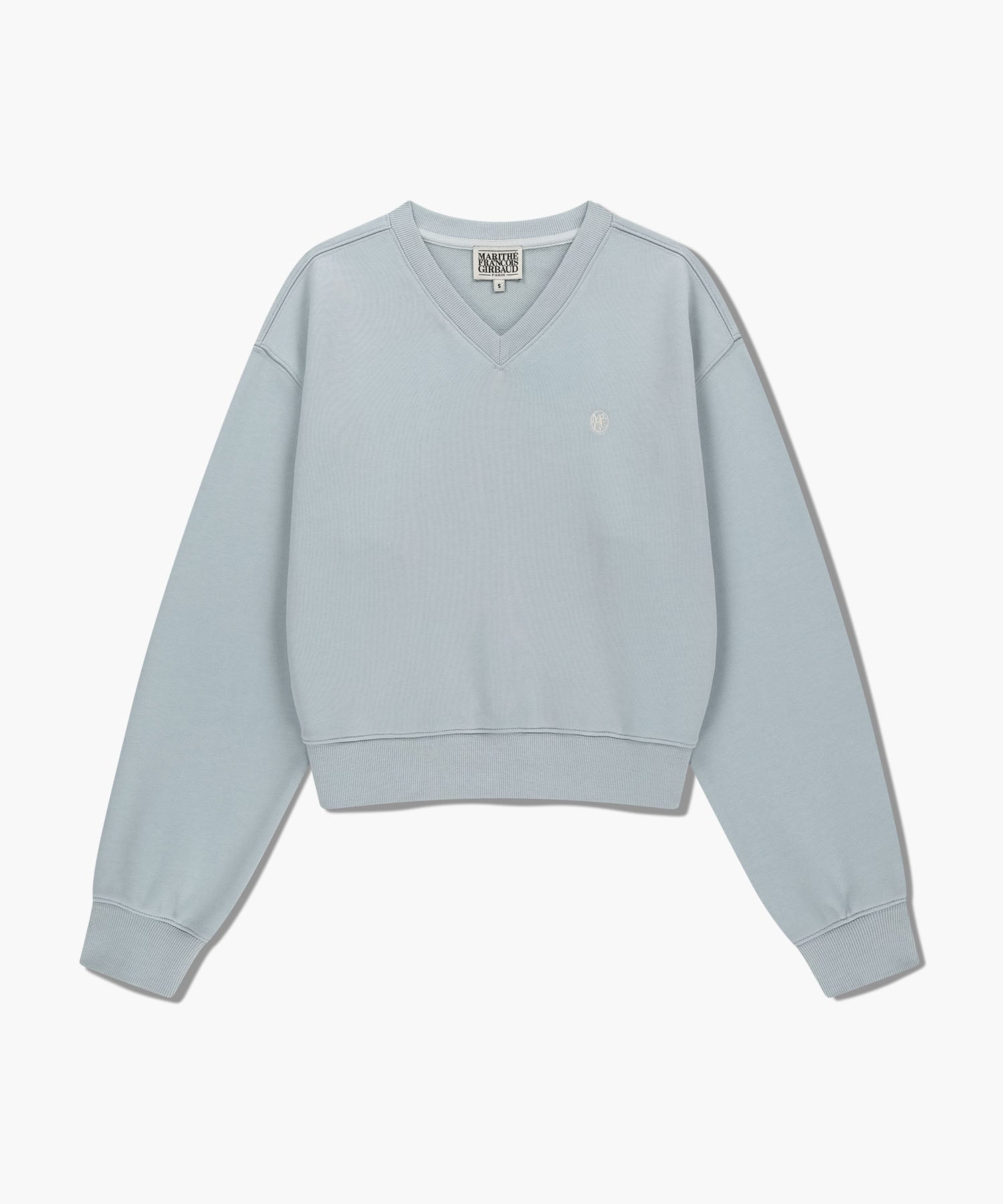 Marithe & Francois Girbaud - Circle Logo V Neck Crop Sweatshirt (Light Gray) product image 6 | TRAB K-Fashion Australia