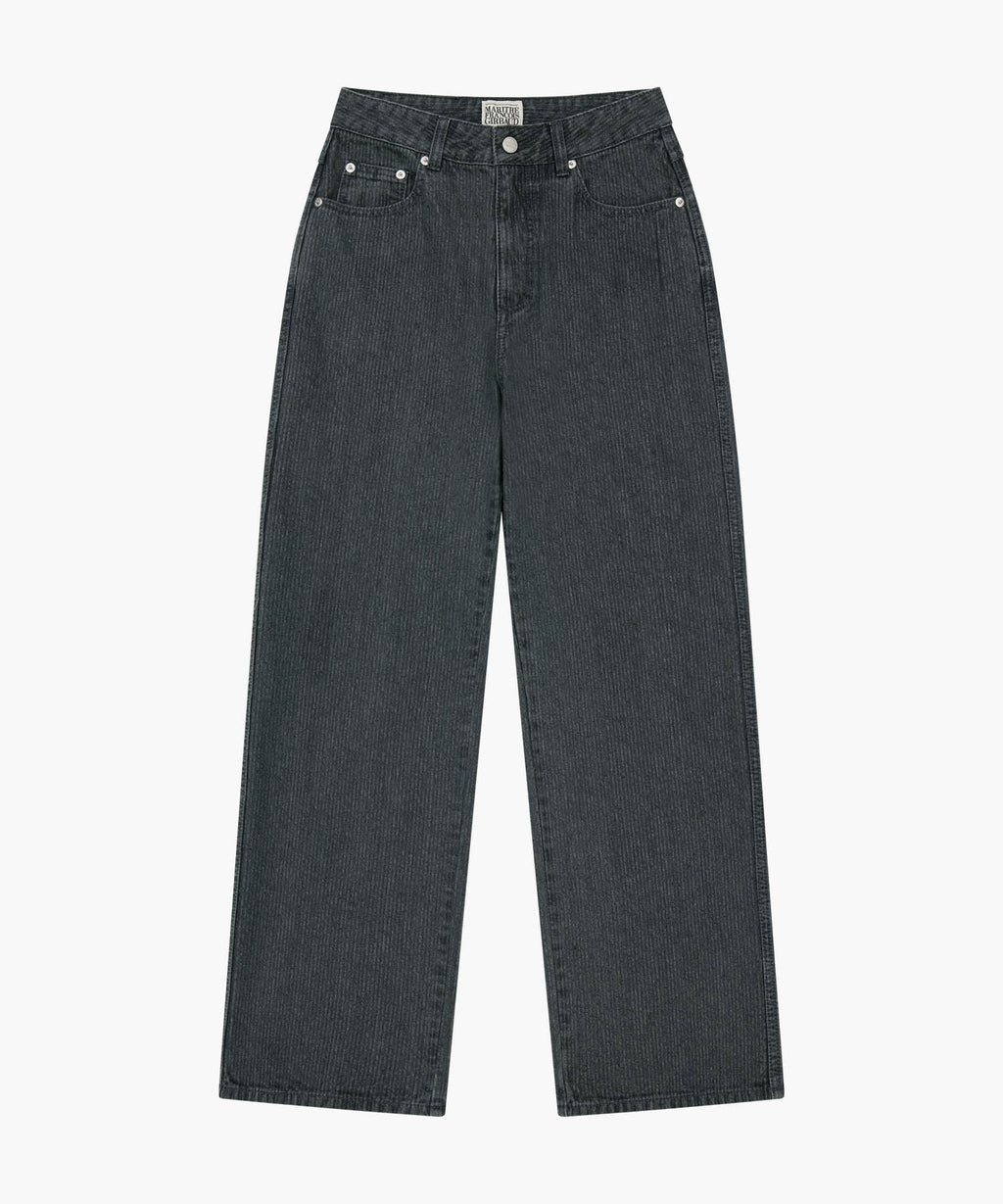 Marithe & Francois Girbaud - High Straight Stripe Denim Pants (Black) product image 6 | TRAB K-Fashion Australia