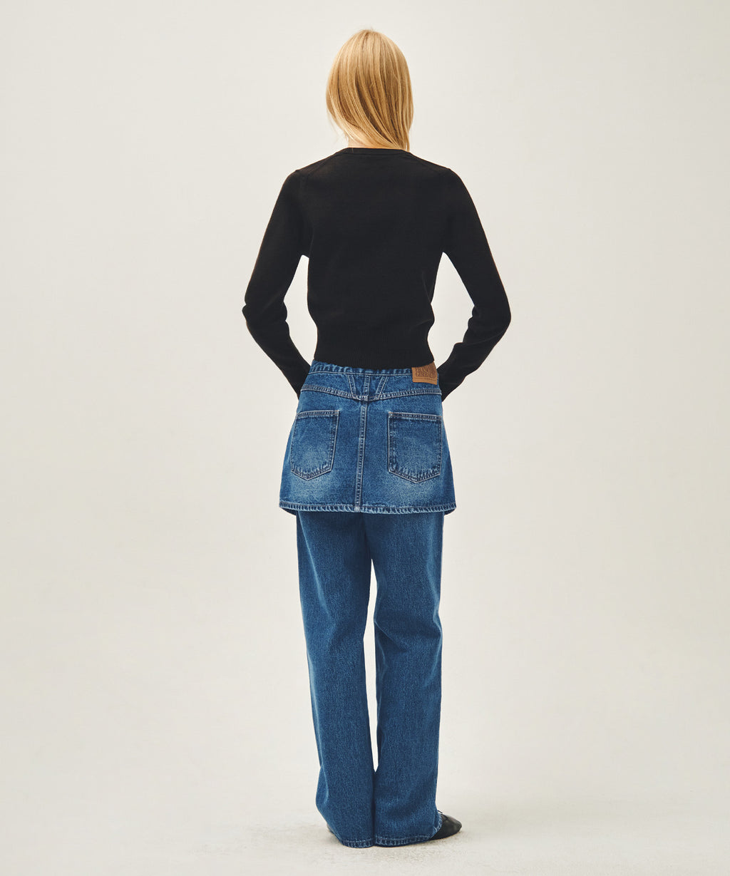 Marithe & Francois Girbaud - Layered Skirt Denim Pants (Blue) product image 8 | TRAB K-Fashion Australia